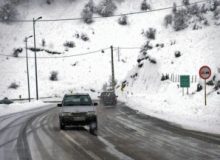 بارش برف سبب لغزندگی جاده کرج – چالوس شد