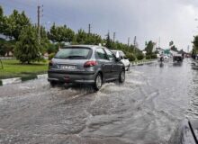 بارش شدید باران در مناطق شمالی کرج سیلاب به راه انداخت