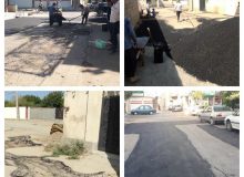 ادامه عملیات لکه گیری معابر و کوچه ها توسط شهرداری چهارباغ