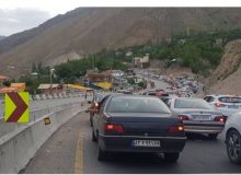 ترافیک در جاده کرج – چالوس سنگین است