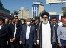 حضور پرشور ایثارگران و کارکنان بنیاد شهید و امور ایثارگران استان البرز در راهپیمایی یوم‌الله ۱۳ آبان