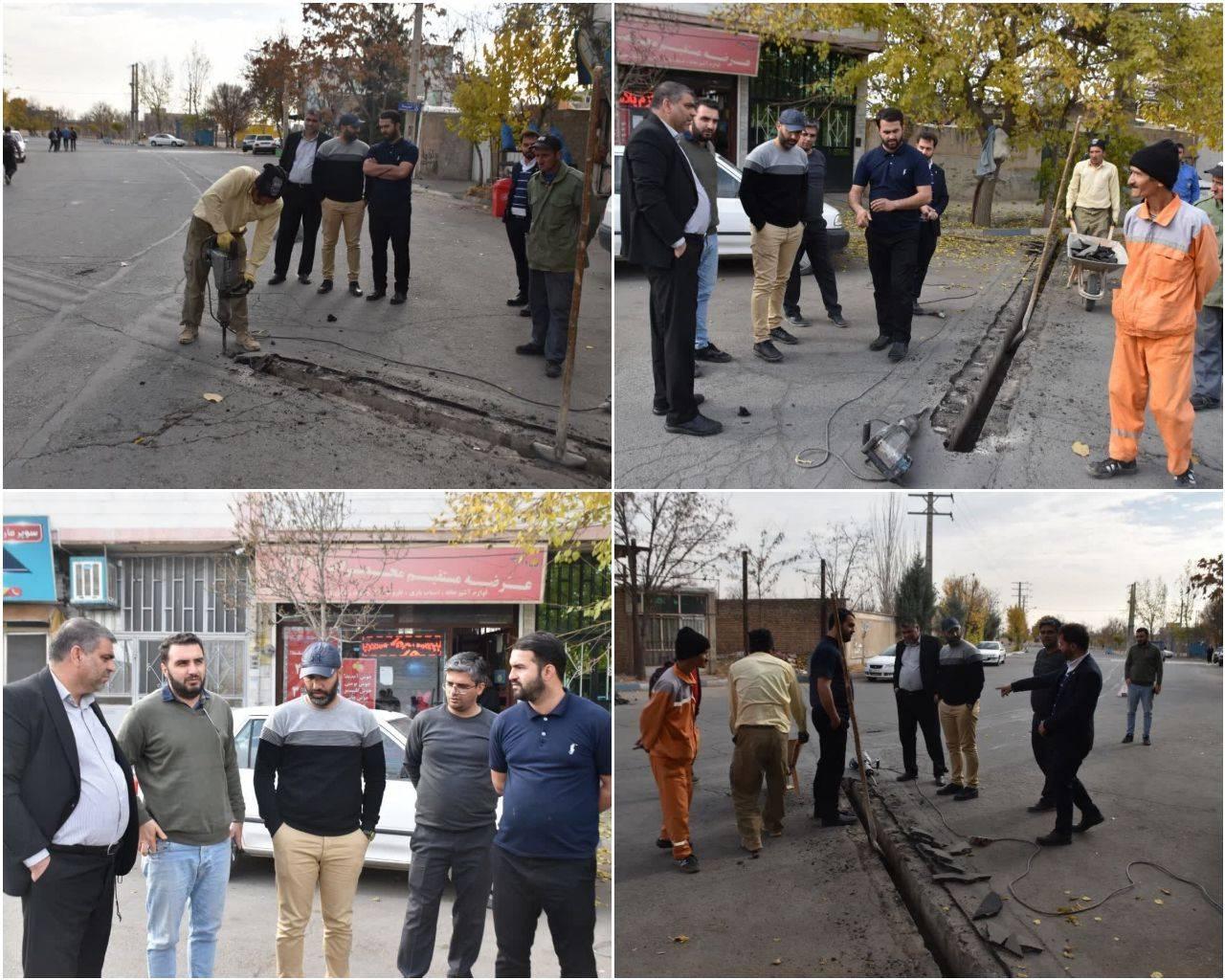 بازدید شهردار و رئیس کمیسیون عمران شورای اسلامی شهر گلسار از روند اصلاح جداول نقاط آبگیر شهر