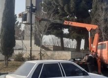 اصلاح و ایمن‌سازی روشنایی درمیدان یادبودشهر مهستان