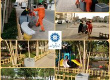 نصب سطل های زباله پارکی در پارک ورزشکاران مشکین دشت
