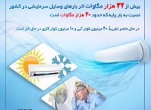 اثر بارهای وسایل سرمایشی در کشور بیش از ۳۲ هزار مگاوات است
