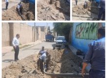 نصب شیر تخلیه بر روی شبکه توزیع آب در خیابان گلستان شهر تنکمان