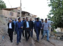 بازدید فرماندار و مدیر کل بنیاد مسکن انقلاب اسلامی از پروژه جدول گذاری و بهسازی معابر روستایی ورکش