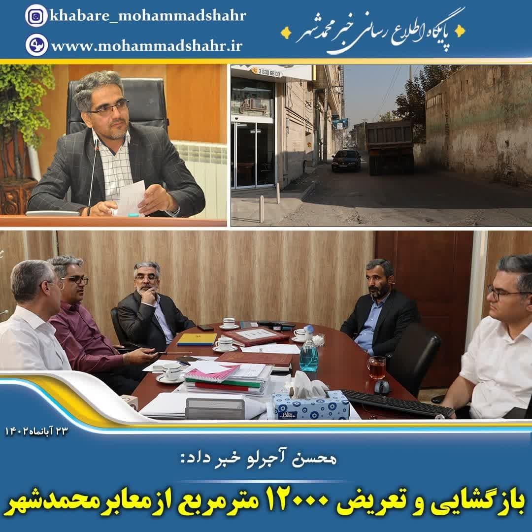 بازگشایی و تعریض ۱۲۰۰۰ مترمربع ازمعابرمحمدشهر