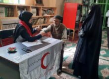استقرار ایستگاه سلامت توسط خانه هلال روستای دیزان طالقان در محل شعبه اخذ رأی