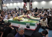 وداع با شهدای مدافع وطن محسن کوه‌خیل و فاطمه صالحی در ساوجبلاغ+تصویر