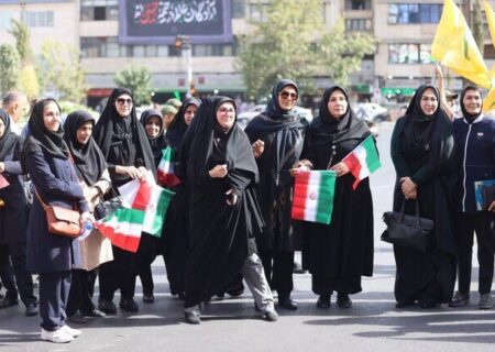تصاویر تجمع جامعه ورزش بانوان در محکومیت اسراییل