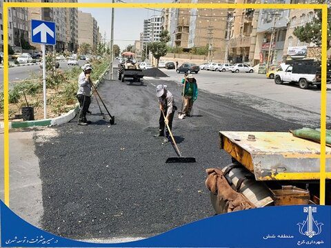 آغاز عملیات گسترده بهسازی و لکهگیری معابر منطقه ۶ کرج