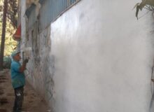 پاکسازی و زیباسازی دیوارهای معابر و بوستان‌های منطقه ۴ کرج